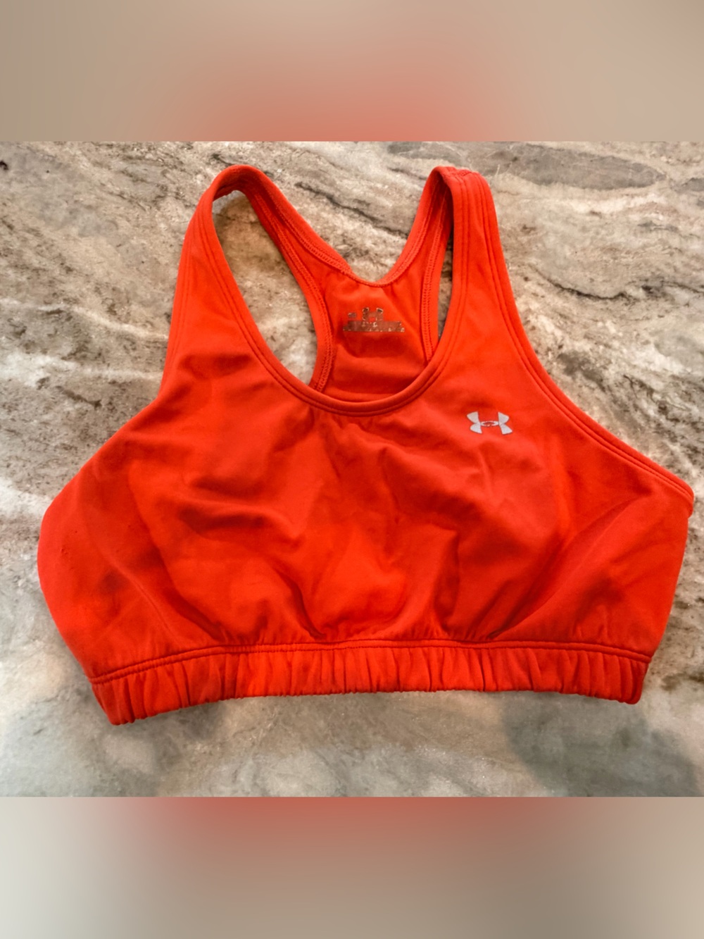 Under Armour Orange Racerback Sports Bra Small Compression Activewear